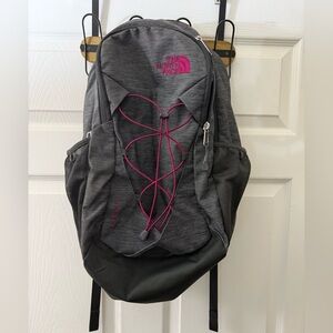 The North Face Jester Backpack in Charcoal and Magenta